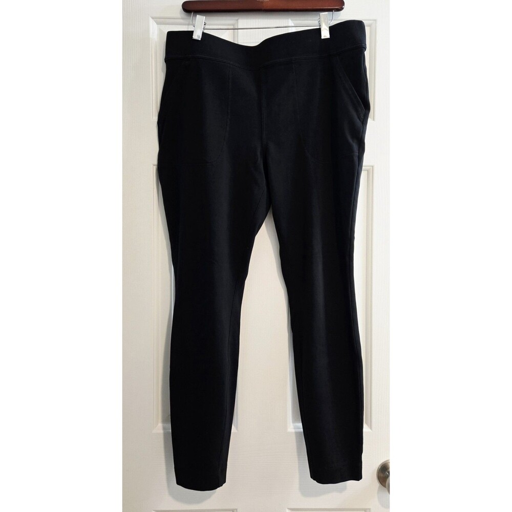 Duluth Trading Co No-Yank Knit Ankle Pants Black Pull On Pockets Size L Regular